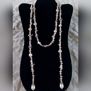 Handmade Light Pink & White Pearl & Bead Strand